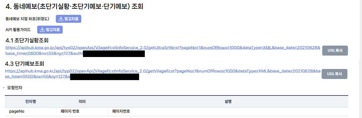 단기예보 조회서비스 활용신청